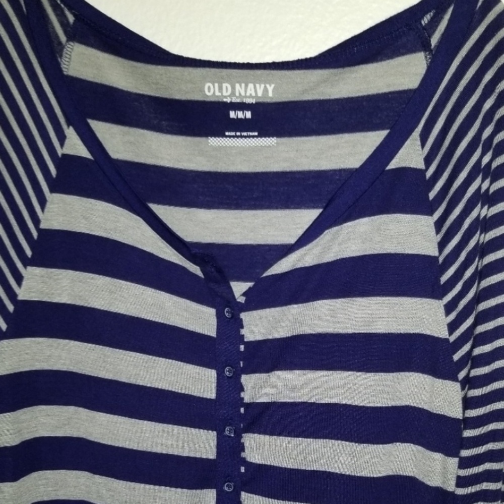 Old Navy Blue & Grey Tunic Striped Shirt
